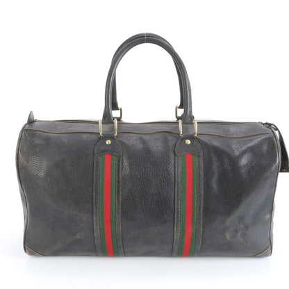 Old Gucci Sherry Line Leather Boston Bag Business Travel Tote Genuine Leather