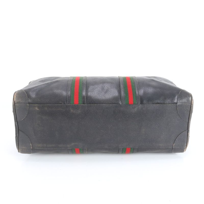 Old Gucci Sherry Line Leather Boston Bag Business Travel Tote Genuine Leather