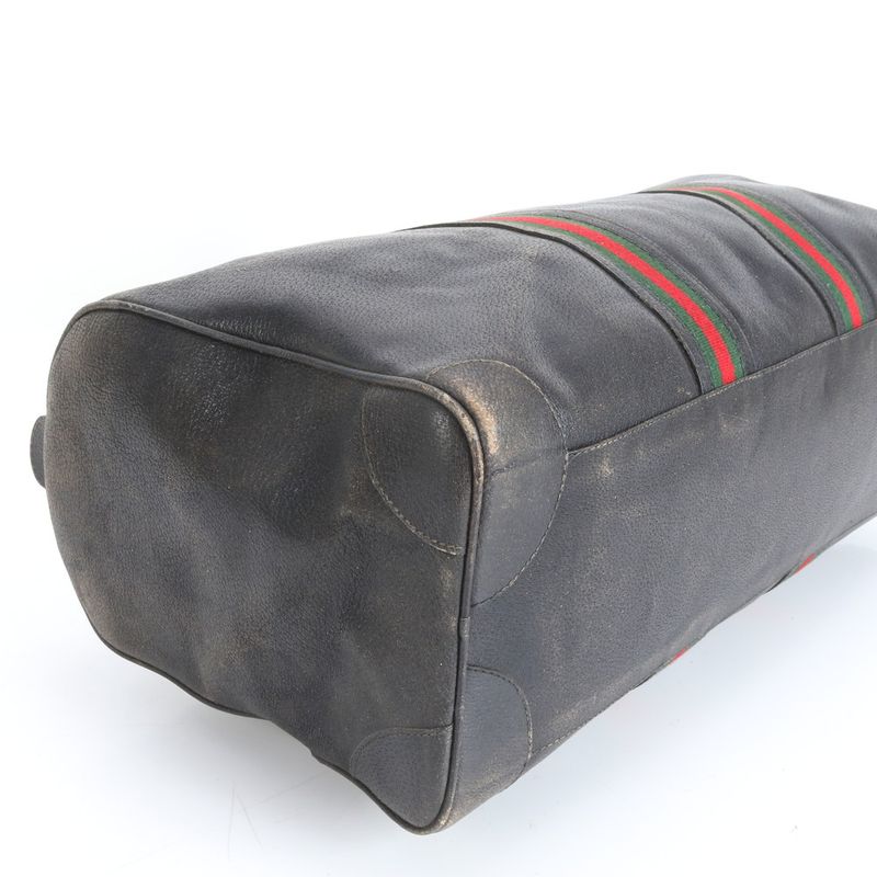 Old Gucci Sherry Line Leather Boston Bag Business Travel Tote Genuine Leather