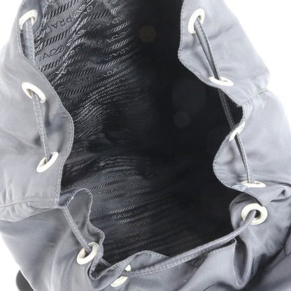 Prada Tessuto Nylon Triangle Logo Leather Backpack Sac Shoulder Bag Black Women