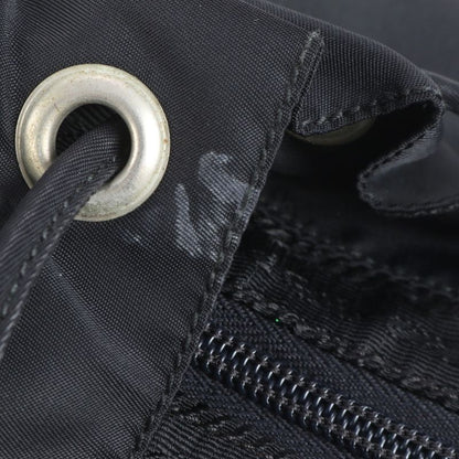 Prada Tessuto Nylon Triangle Logo Leather Backpack Sac Shoulder Bag Black Women