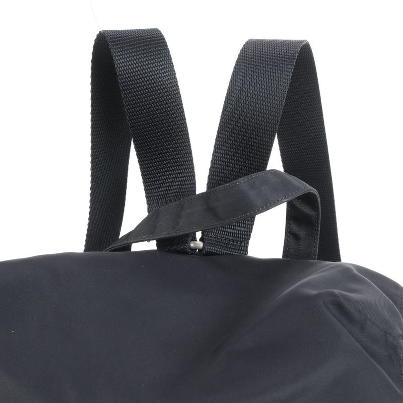 Prada Tessuto Nylon Triangle Logo Leather Backpack Sac Shoulder Bag Black Women