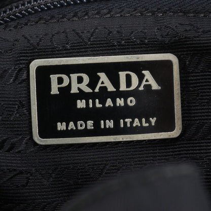 Prada Tessuto Nylon Triangle Logo Leather Backpack Sac Shoulder Bag Black Women