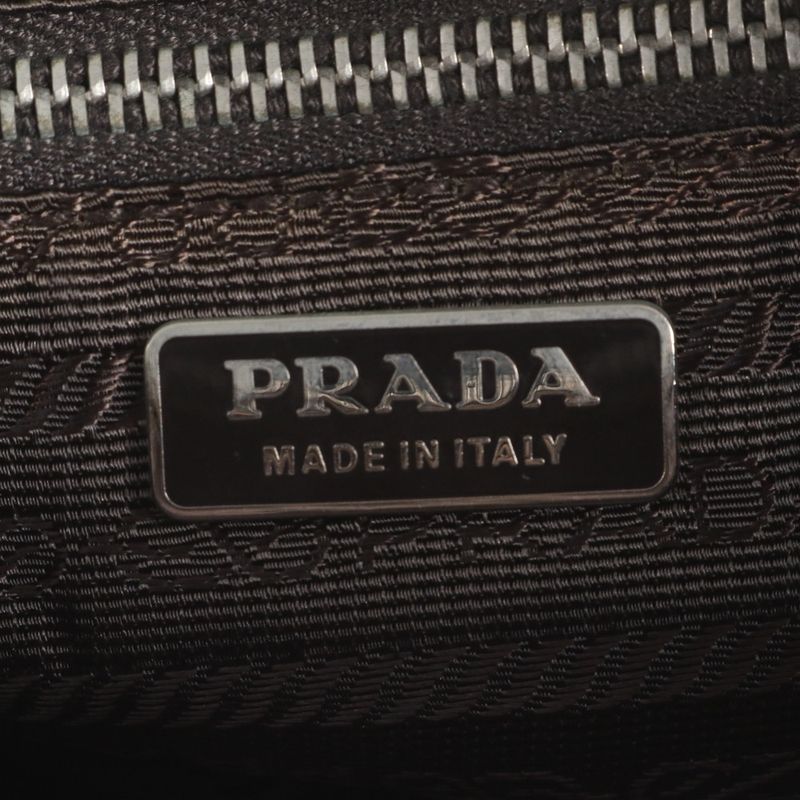Prada Tessuto Nylon Triangle Logo Leather Shoulder Bag Crossbody Hand Brown