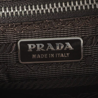 Prada Tessuto Nylon Triangle Logo Leather Shoulder Bag Crossbody Hand Brown