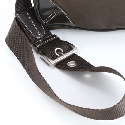 Prada Tessuto Nylon Triangle Logo Leather Shoulder Bag Crossbody Hand Brown