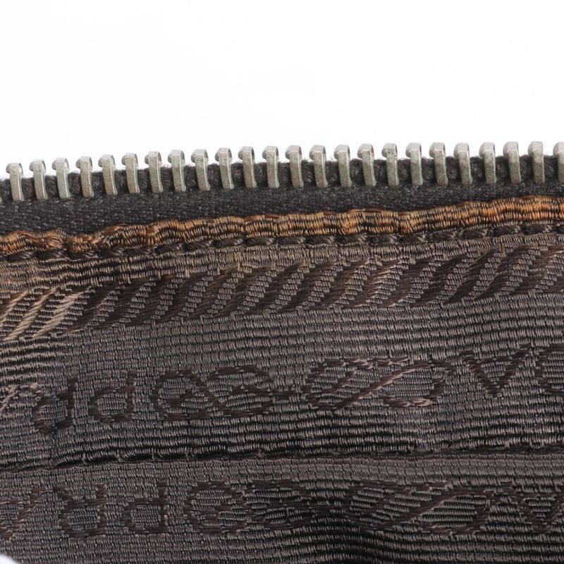 Prada Tessuto Nylon Triangle Logo Leather Shoulder Bag Crossbody Hand Brown
