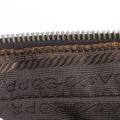 Prada Tessuto Nylon Triangle Logo Leather Shoulder Bag Crossbody Hand Brown