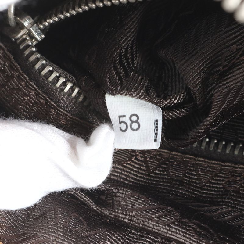 Prada Tessuto Nylon Triangle Logo Leather Shoulder Bag Crossbody Hand Brown