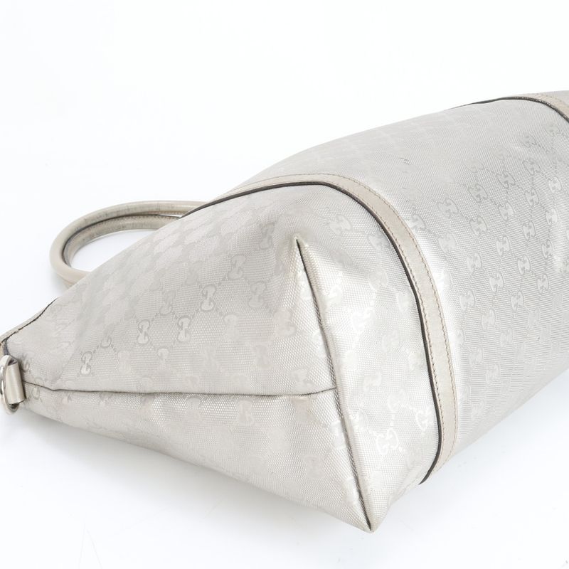 Gucci GG Crystal 197953 Leather Tote Bag Shoulder Hand Silver A4 Ladies RRM