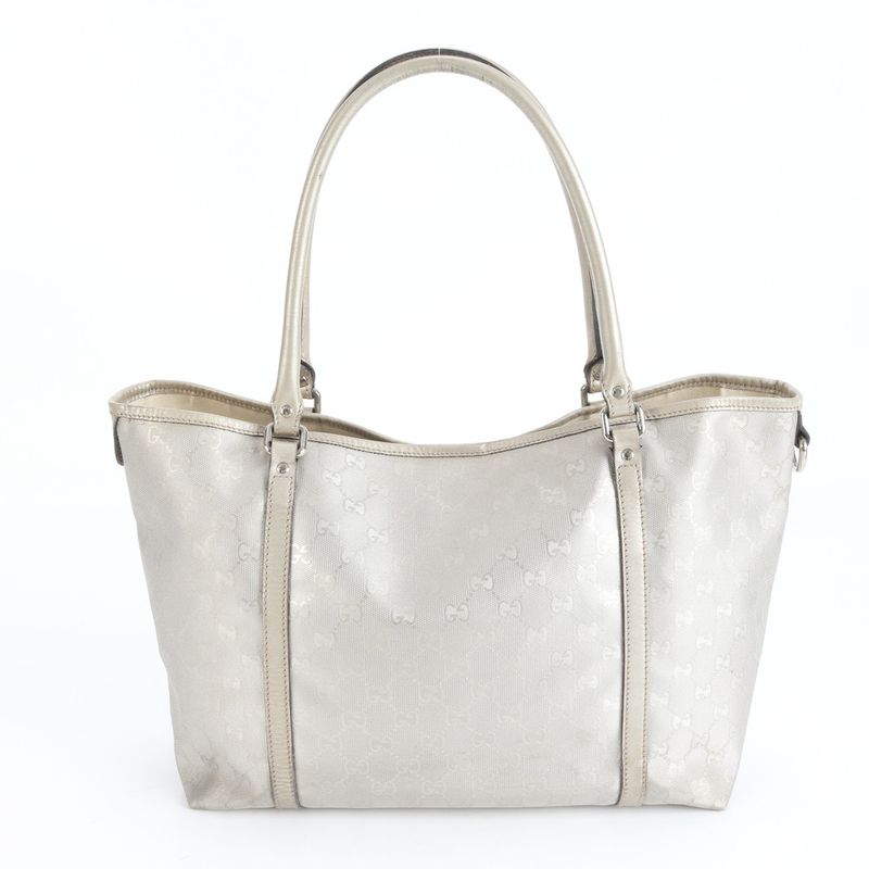 Gucci GG Crystal 197953 Leather Tote Bag Shoulder Hand Silver A4 Ladies RRM