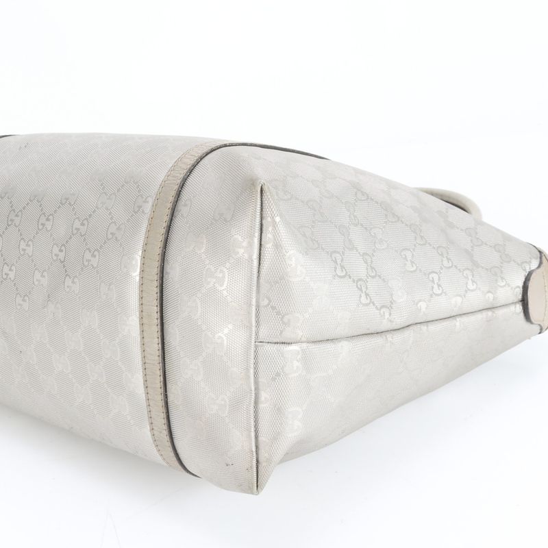 Gucci GG Crystal 197953 Leather Tote Bag Shoulder Hand Silver A4 Ladies RRM