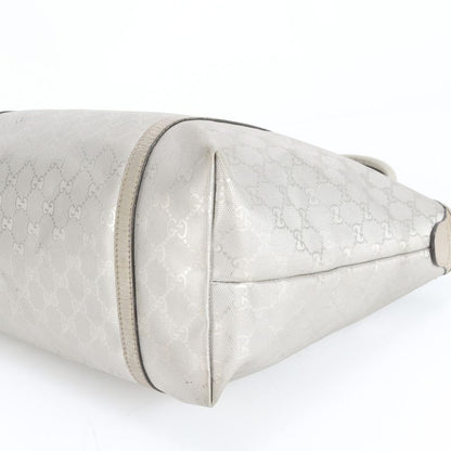 Gucci GG Crystal 197953 Leather Tote Bag Shoulder Hand Silver A4 Ladies RRM