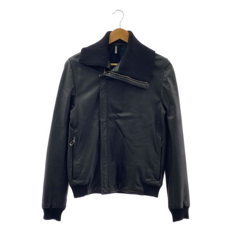 Dior Homme Dior Homme - 2011aw - Lamb Leather Ribbed High Neck Riders Jacket -