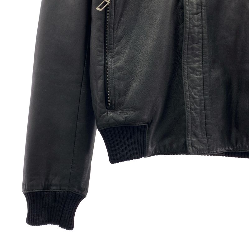 Dior Homme Dior Homme - 2011aw - Lamb Leather Ribbed High Neck Riders Jacket -