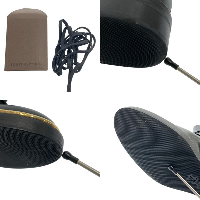 Louis Vuitton Leather Side Zip Lace Up Boots - 37 - Black Gold - Women