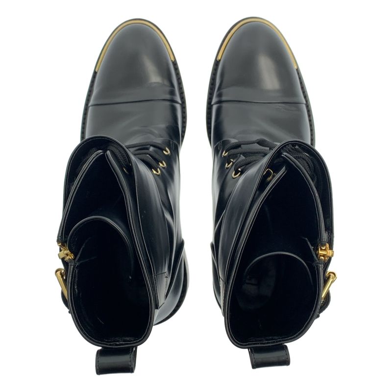 Louis Vuitton Leather Side Zip Lace Up Boots - 37 - Black Gold - Women