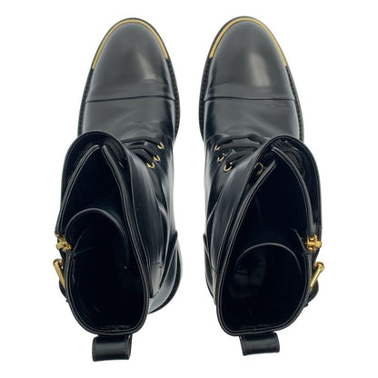 Louis Vuitton Leather Side Zip Lace Up Boots - 37 - Black Gold - Women