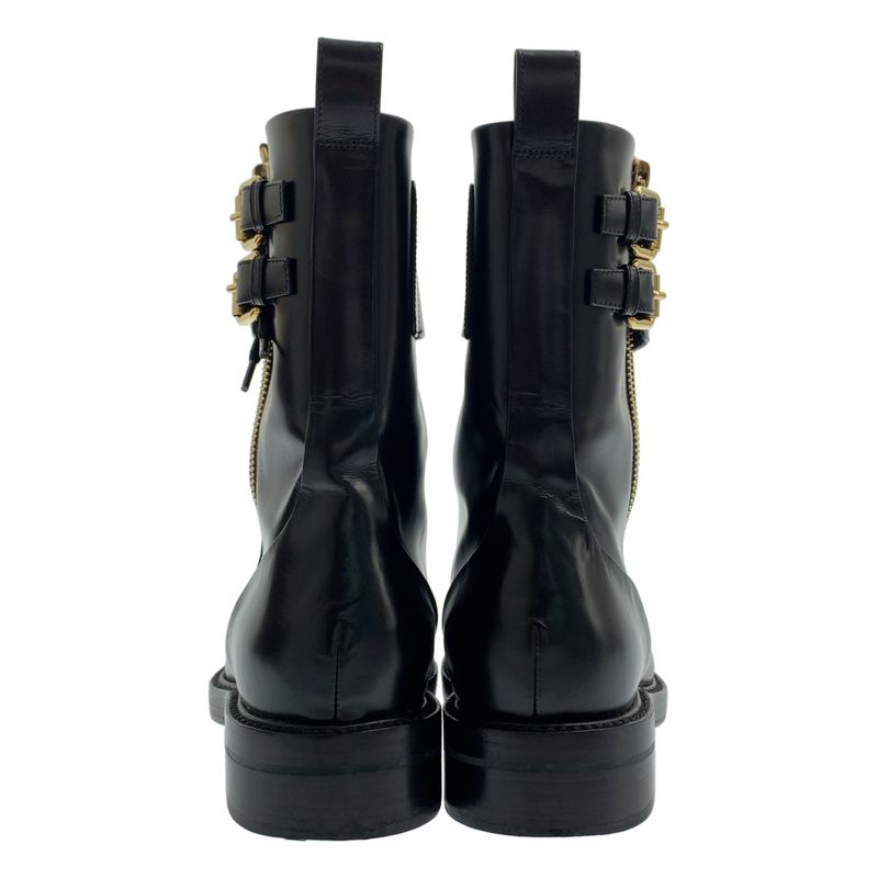 Louis Vuitton Leather Side Zip Lace Up Boots - 37 - Black Gold - Women