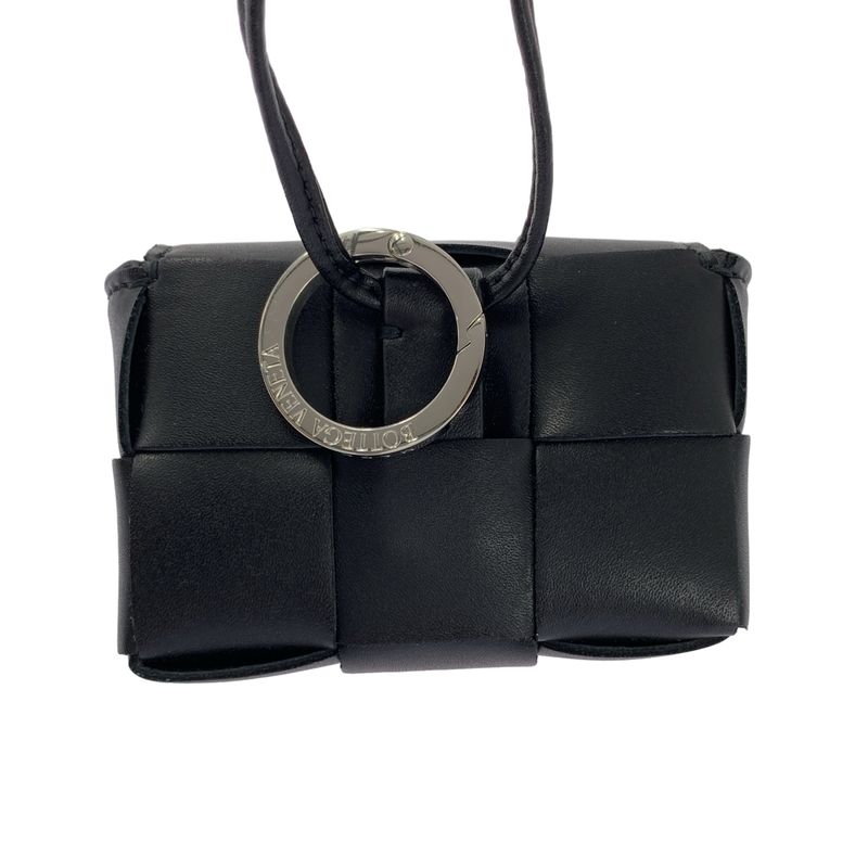 Bottega Veneta Cassette Leather Neck Strap Airpods Case - Black