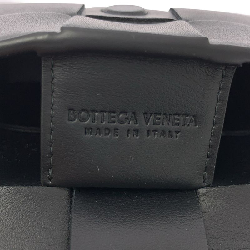 Bottega Veneta Cassette Leather Neck Strap Airpods Case - Black