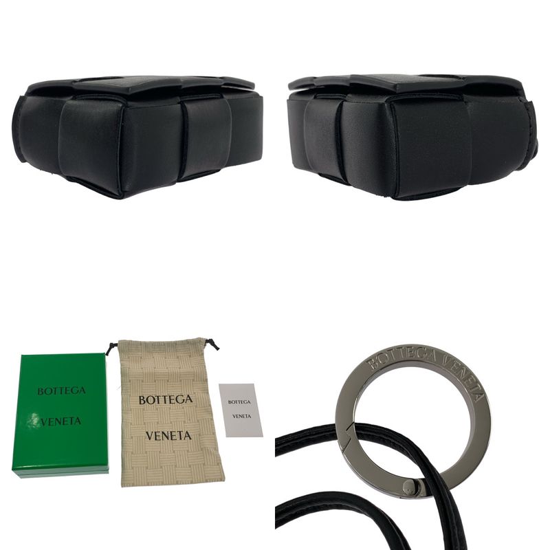 Bottega Veneta Cassette Leather Neck Strap Airpods Case - Black