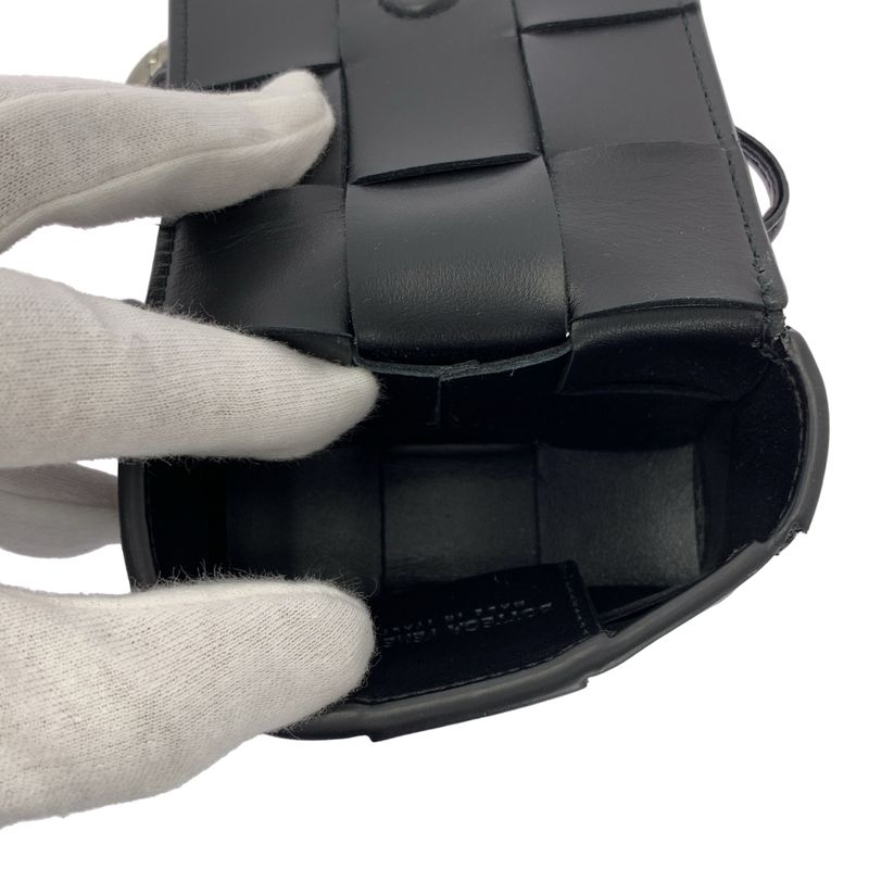 Bottega Veneta Cassette Leather Neck Strap Airpods Case - Black