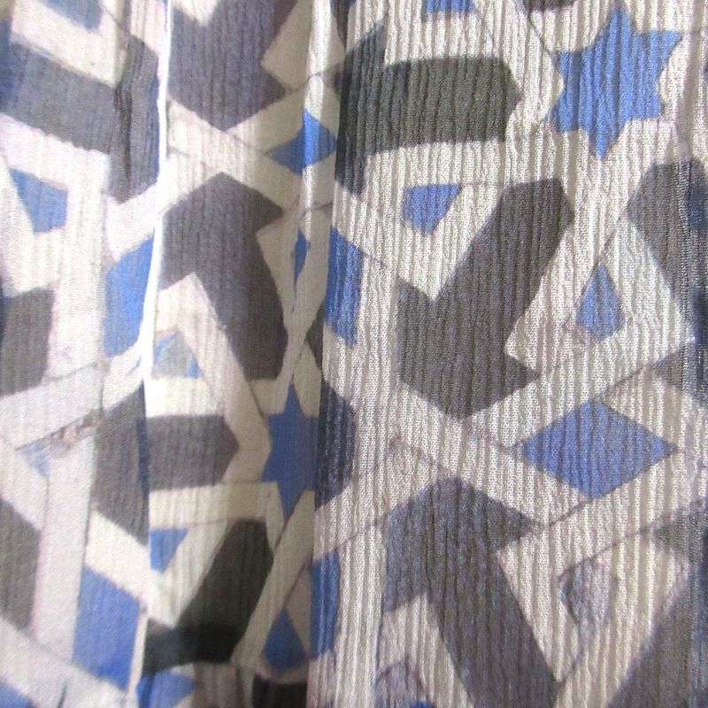 Prada Silk Geometric Print Sheer Long Flared Skirt Size 40s Blue Women's Used