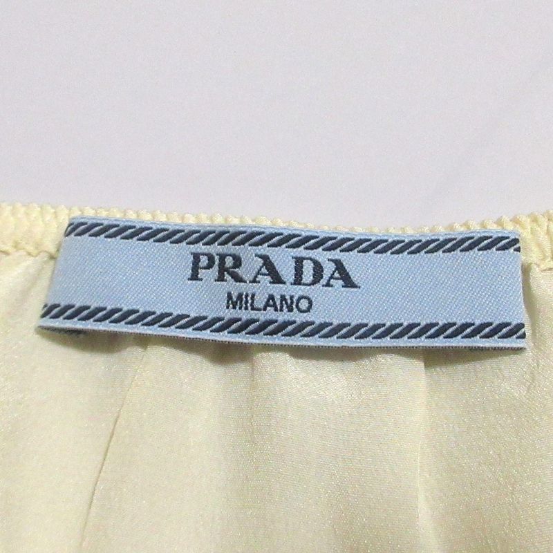 Prada Silk Geometric Print Sheer Long Flared Skirt Size 40s Blue Women's Used