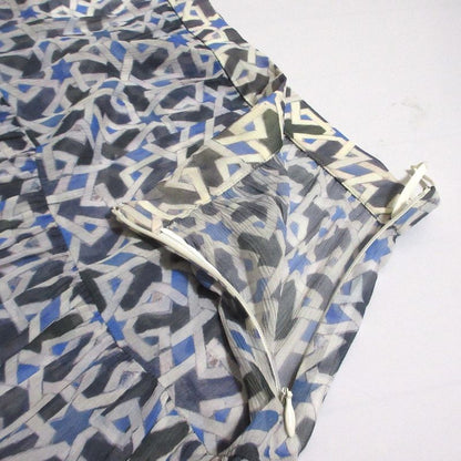 Prada Silk Geometric Print Sheer Long Flared Skirt Size 40s Blue Women's Used