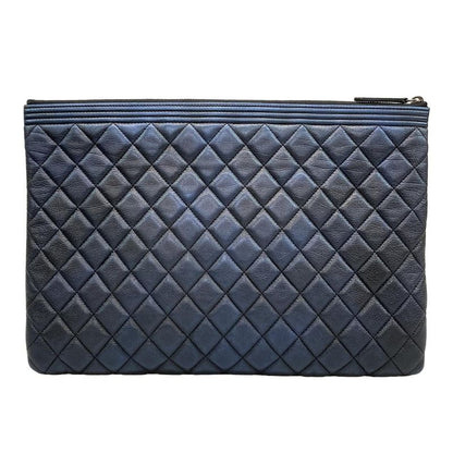 Chanel Boy Chanel Navy Silver Hardware Leather As Well As Chanel Clutch Bag