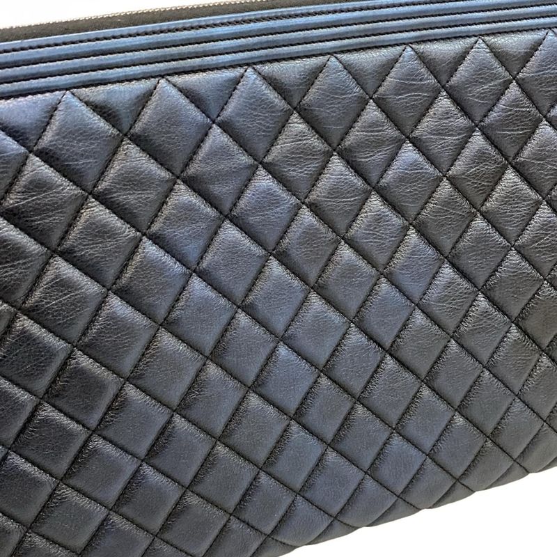 Chanel Boy Chanel Navy Silver Hardware Leather As Well As Chanel Clutch Bag