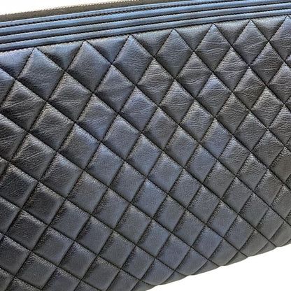 Chanel Boy Chanel Navy Silver Hardware Leather As Well As Chanel Clutch Bag