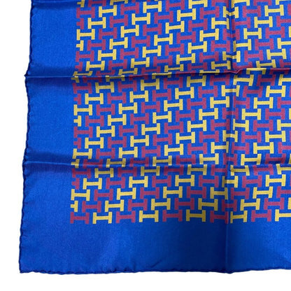 Hermes Vintage H Pattern Carré 45 Petit Carré Silk Scarf Navy Women's Used Used