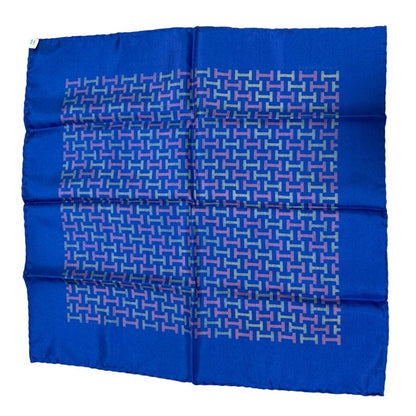 Hermes Vintage H Pattern Carré 45 Petit Carré Silk Scarf Navy Women's Used Used