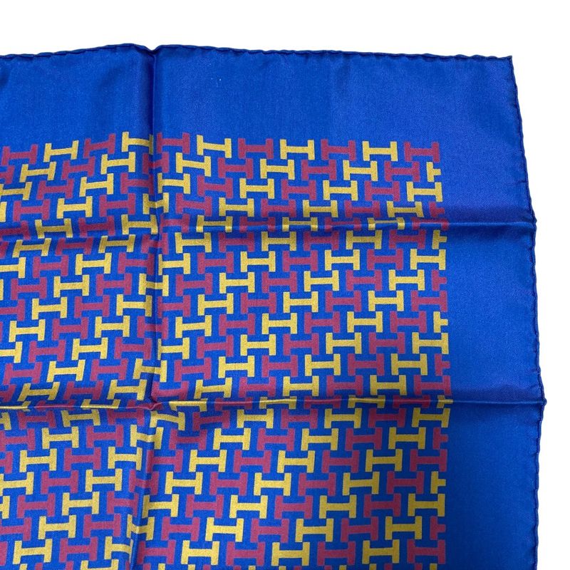 Hermes Vintage H Pattern Carré 45 Petit Carré Silk Scarf Navy Women's Used Used