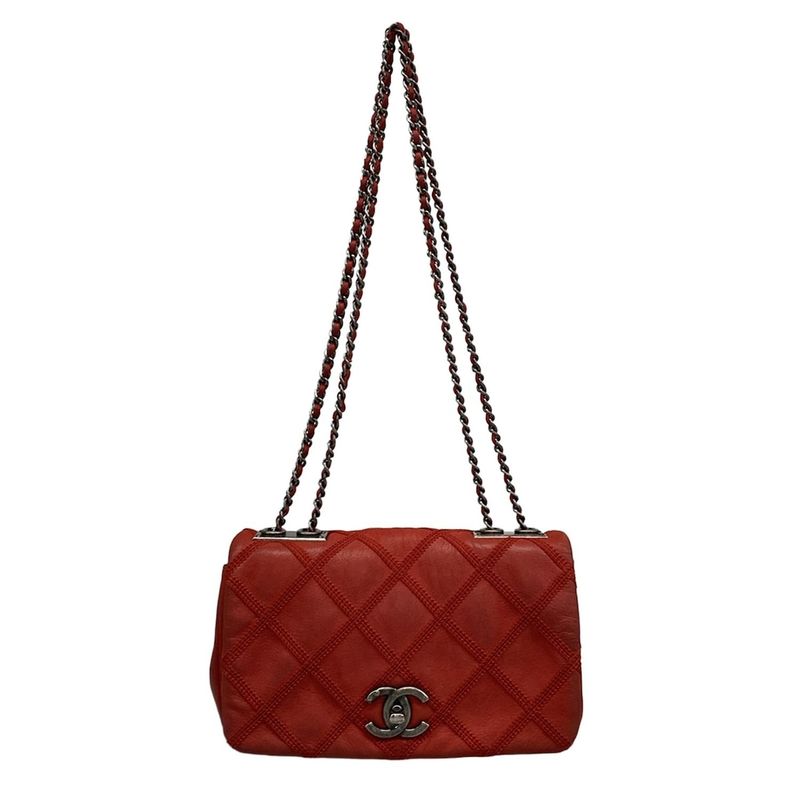 Chanel Shoulder Bag Mini Matelasse Red Chain Shoulder/vintage Silver Hardware