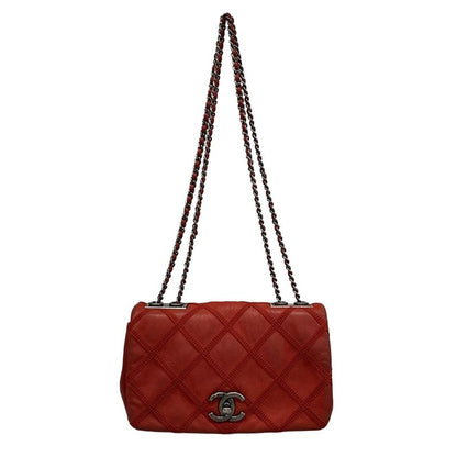 Chanel Shoulder Bag Mini Matelasse Red Chain Shoulder/vintage Silver Hardware