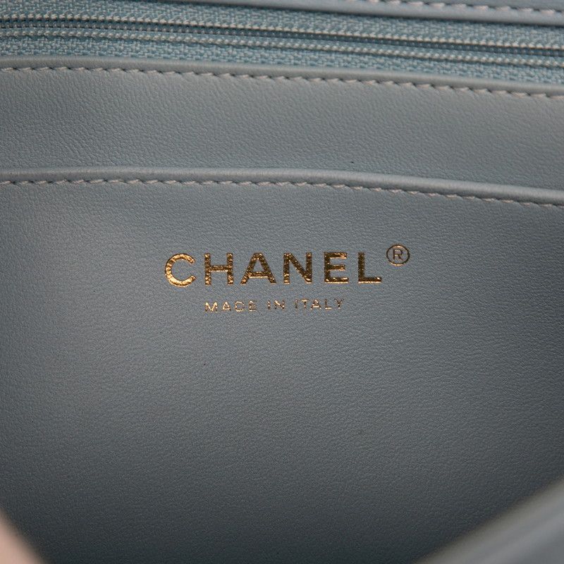 Chanel Matelasse Coco Mark Top Handle Handbag Chain Shoulder Bag Light Blue