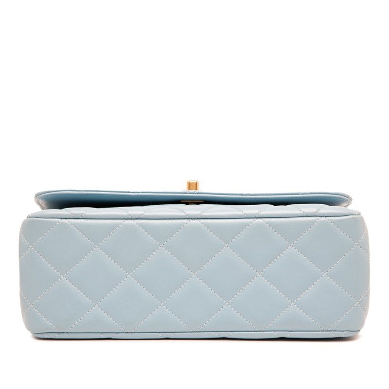 Chanel Matelasse Coco Mark Top Handle Handbag Chain Shoulder Bag Light Blue