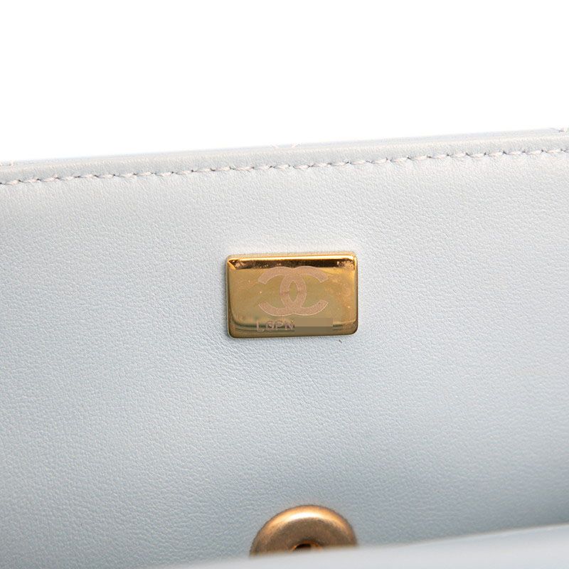 Chanel Matelasse Coco Mark Top Handle Handbag Chain Shoulder Bag Light Blue