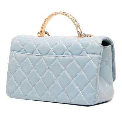 Chanel Matelasse Coco Mark Top Handle Handbag Chain Shoulder Bag Light Blue