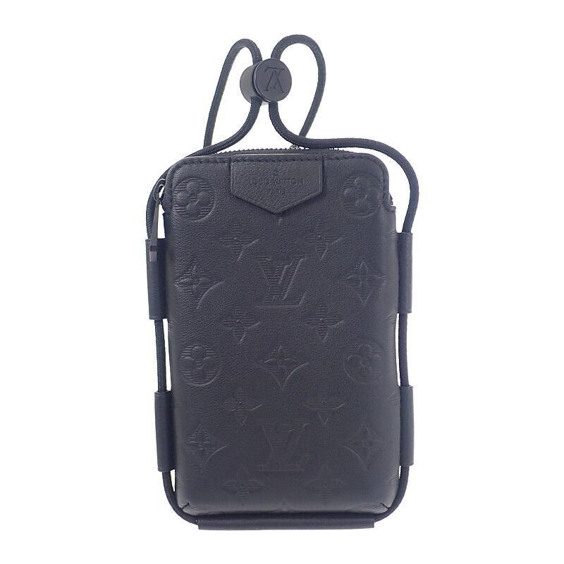 Louis Vuitton Lace-up Pouch M12601 Shoulder Bag Monogram Shadow Black Men Women