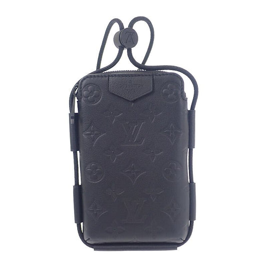 Louis Vuitton Lace-up Pouch M12601 Shoulder Bag Monogram Shadow Black Men Women