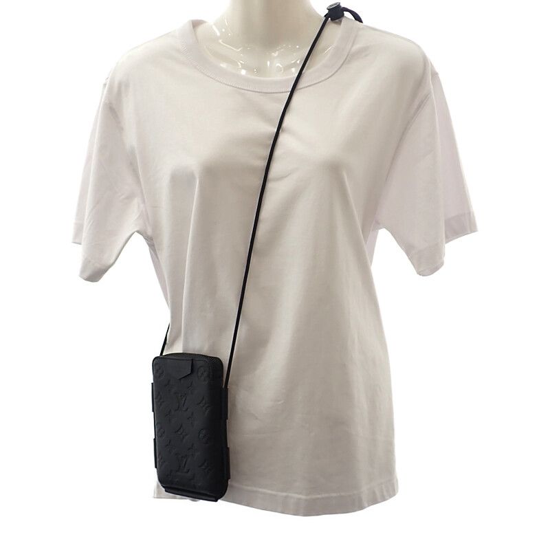 Louis Vuitton Lace-up Pouch M12601 Shoulder Bag Monogram Shadow Black Men Women