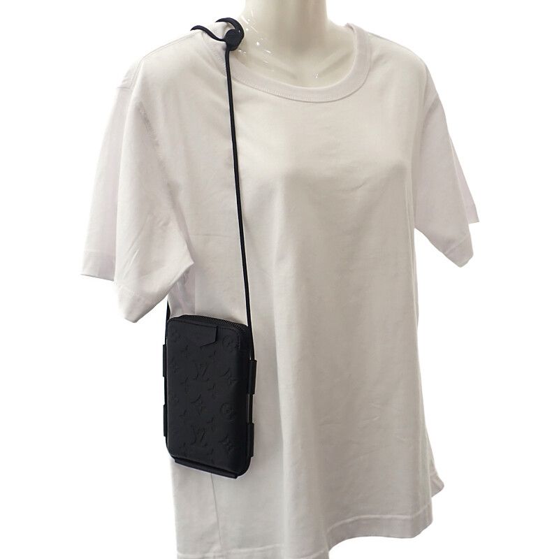 Louis Vuitton Lace-up Pouch M12601 Shoulder Bag Monogram Shadow Black Men Women