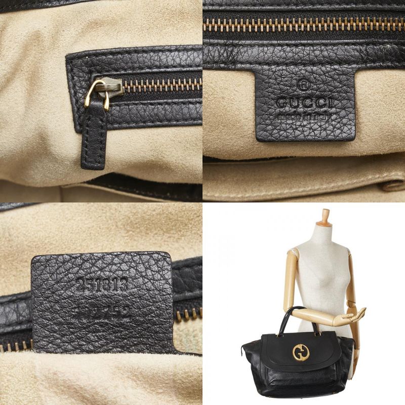 Gucci Double G Handbag Boston Bag 251813 Black Leather Women Gucci