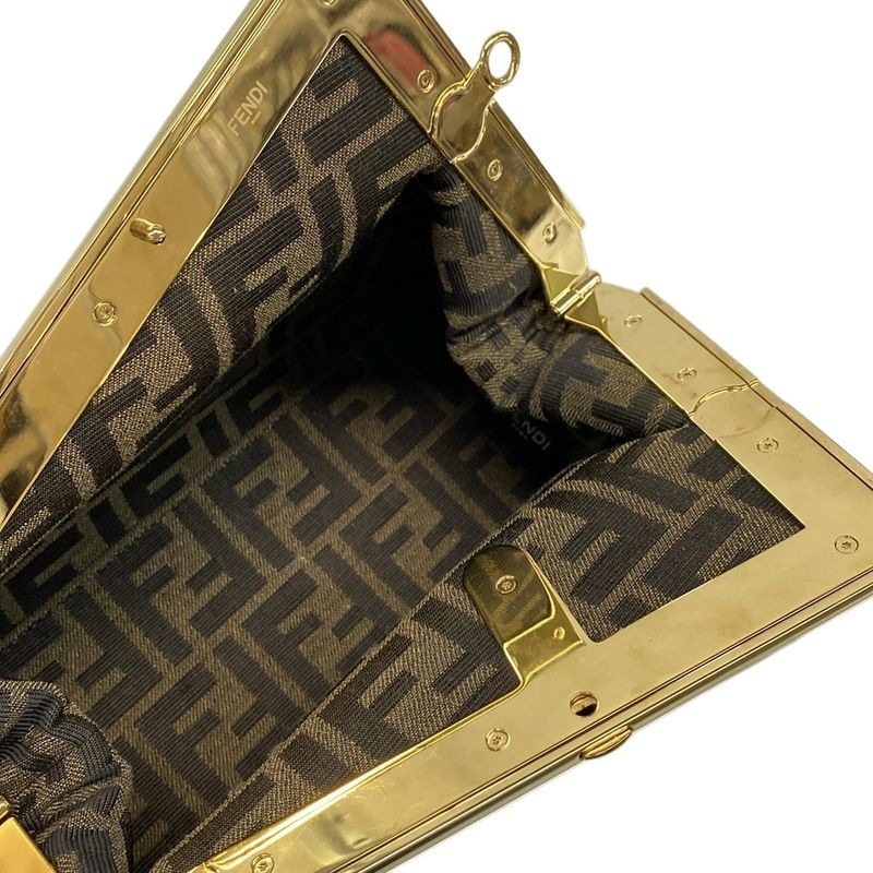 Fendi Clutch Bag First Small 8bp129-abve Pink Beige And Gold Leather