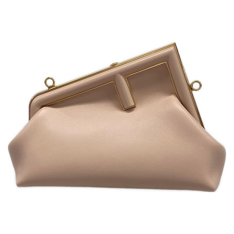 Fendi Clutch Bag First Small 8bp129-abve Pink Beige And Gold Leather