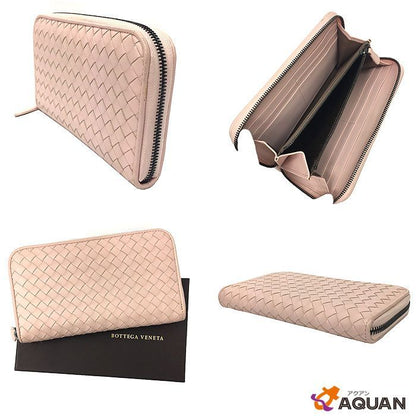 Bottega Veneta Intrecciato Round Zipper Long Wallet In Pink Aq3129